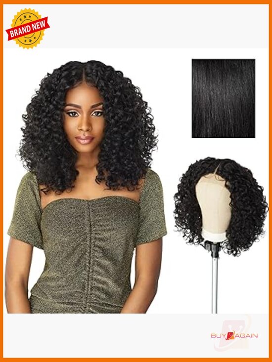 Synthetic Lace Front Wig with Deep Parting, Pre-Plucked Hairline, Glueless main image 5